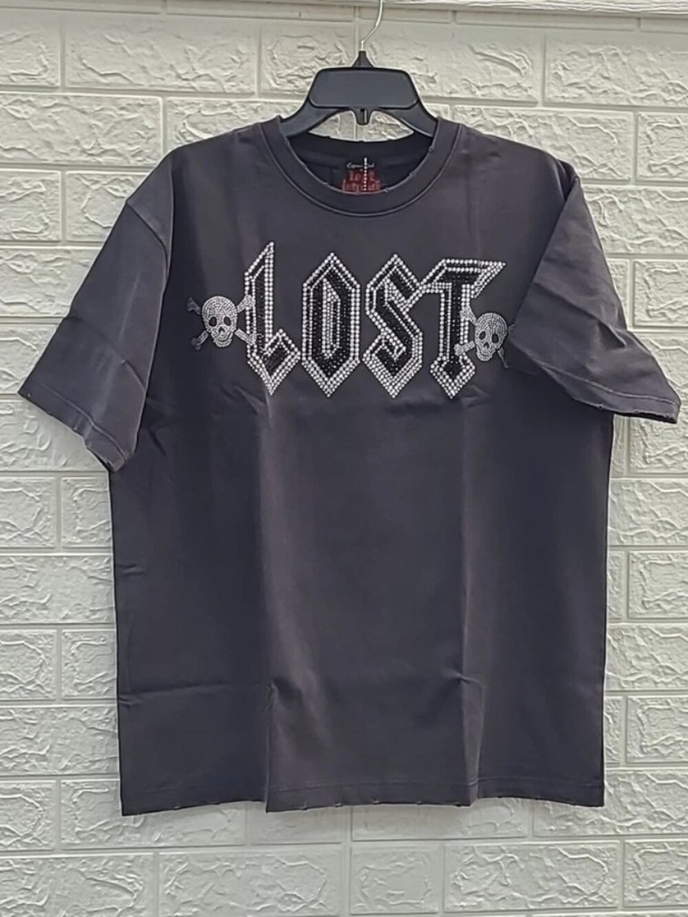 NWT Lost Intricacy Short Sleeve Rhinestone Engraved Black Tee Size XXL